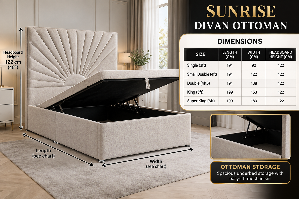 Sunrise Divan Ottoman dimensions chart desktop